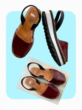 Leather Slingback Avarcas Sandals with platform soles